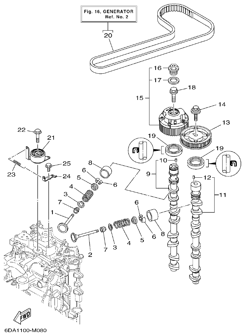 Yamaha F200FET, FL200FET VALVE parts diagram
